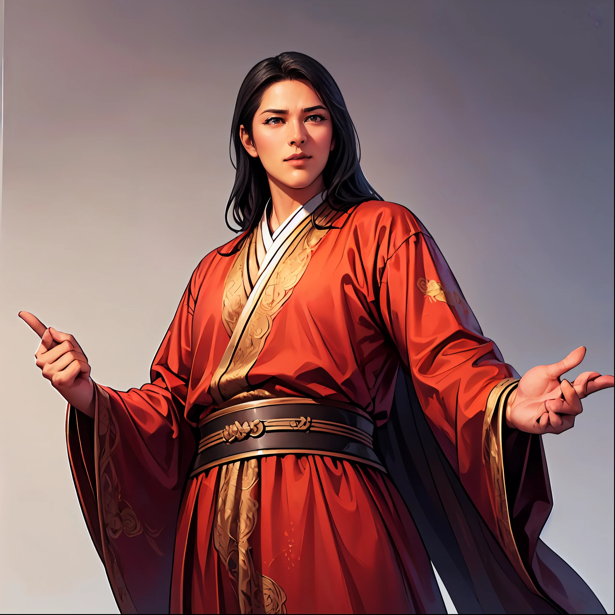 (Best Quality,4K,8k, high resolution on down,masterpiece:1.2),super detailed,(Realistic,photoRealistic,photo-Realistic:1.3),(((1 person))),Ancient Chinese Warlords ,20-year-old male,(Shining Dark Eyes ,Double,Long black hair),Three-point lighting,(ancient chinese armor,dynamic pause:1.2,(perfect fingers), I'm holding an ancient Chinese sword,(( cowboy shot:1.3,wide view:1.2)),(( white background:1.3,simple background:1.2))