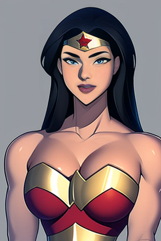 (High-definition CG), ( Best Quality ), (Overall view)  With a cool and handsome face    ,  Beauty, 18 years old,     toned and muscular   ,   With a cool and handsome face    で, SharpEye,    Wonder Woman costume 