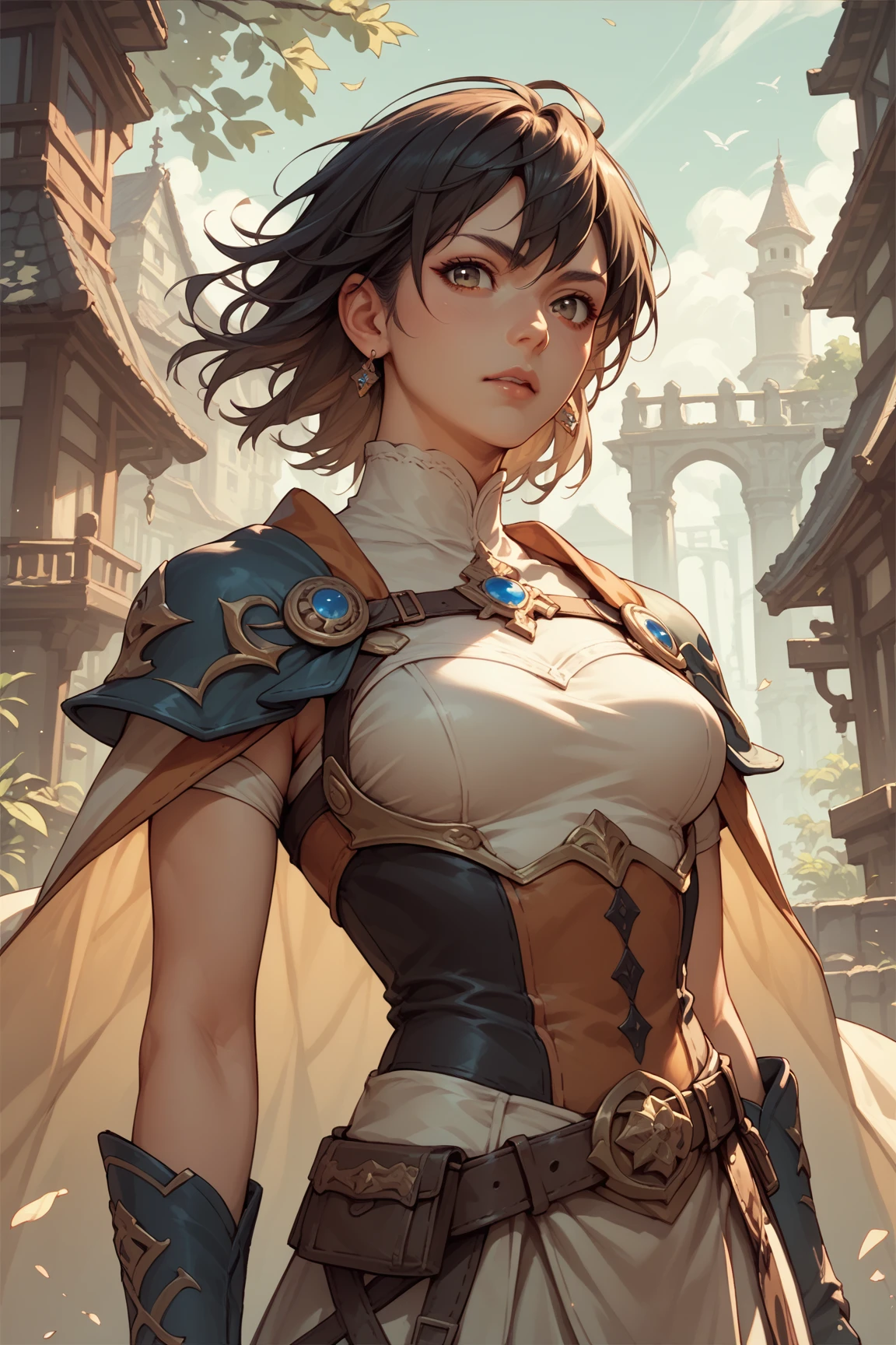 Browsing Caution, Movie Scenes, Fantasyアート, Best image quality, Surreal Portraits,(8k),Ultra-realistic,最high quality ,high quality, High resolution, high qualityの質感,Attention to detail, beautiful, detailed, Extremely detailed CG,detailedなテクスチャ,Realistic facial expressions, masterpiece, in front,dynamic,bold,1 girl, Yuki Mori:1.51 women, Age 25, Light brown hair, Long Hair, Up Bang Hair, Floating Hair, Highly detailed skin,curve,,beautiful胸,Center of chest, Pale skin, Pointed Chest, Nipples,),{最high quality}, {とてもbeautiful}, {Super detailed}, {最高のAn illustration}, masterpiece,{{{{{Skirt Lift:1.5}}}}},{{{{{Showing off blue panties:1.9}}}}},garter belt:1.2,((Holy Knight)), Smooth breastplate, ((Platinum Armor))、((((Extremely detailed and intricately decorated armor:1.1)))),Red Cowboy Shot,smooth udder、big 、(Golden Ratio,Tabletop, 最high quality, 最high quality, Official Art, beautifully、beautiful:1.2), Very detailed, colorful,最高のdetailed,An illustration, Great scene, Asheria Costume:1.5, Asheria Costume:1.5, mini skirt,Knee socks, Thighs, gem, Blue Belt,Belt number 1),Course of action, A look of contempt ,最high quality, Official Art, masterpiece, Fabric Shading, High resolution, 非常にdetailed, colorful, 最高のdetailed, Fantasy, Combat Uniform:1.5, 1 female, Age 25, Black Hair, short hair, Up Bang Hair, One Length, Standing on the stairs, A castle town with an old castle view, sunny, Random Hair, Large Breasts, skinny, Surrounded by many people:1.9, Confetti falling, Blessed, welcome:1.5, Camel Toe:1.3, Ground level shot,No stockings, squatting, spread legs