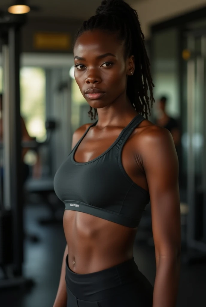 Ugandan woman With sport bra in Gym angry - SeaArt AI