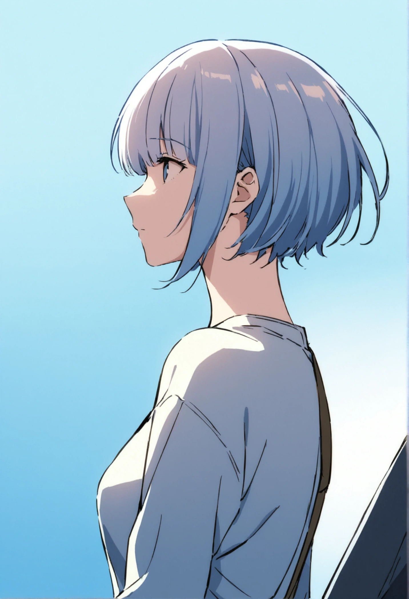  with short hair on the back on a beautiful blue background 