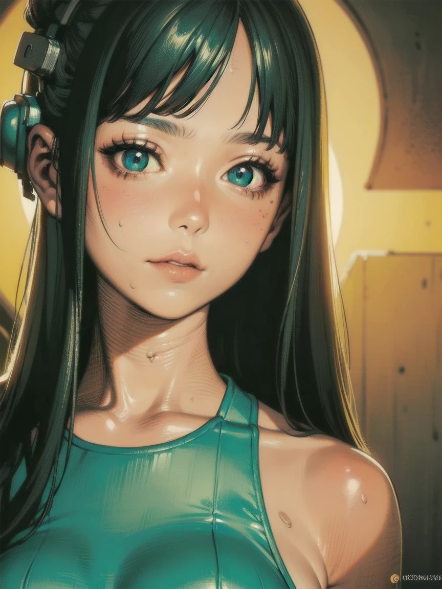 (score_9, score_8_up, score_7_up), 1girl, black hair, blunt bangs, long hair, broken halo, black eyes, alternative clothes, virgin killer sweater, detached sleeves, gray sweater, energy wings, looking at viewer, upper body, zoom out, small breasts, calm, portrait, white background,