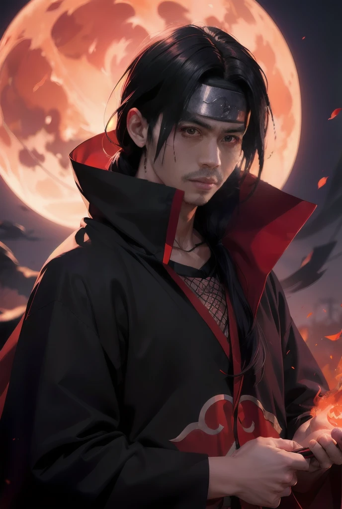 anime character with black hair and red cape holding a cell phone, itachi uchiha, badass anime 8 k, itachi, itatchi uchiha, handsome guy in demon slayer art, sasuke uchiha, ross tran 8 k, made with anime painter studio, anime style 4 k, akatsuki akira, anime art wallpaper 8 k, demon slayer rui fanart