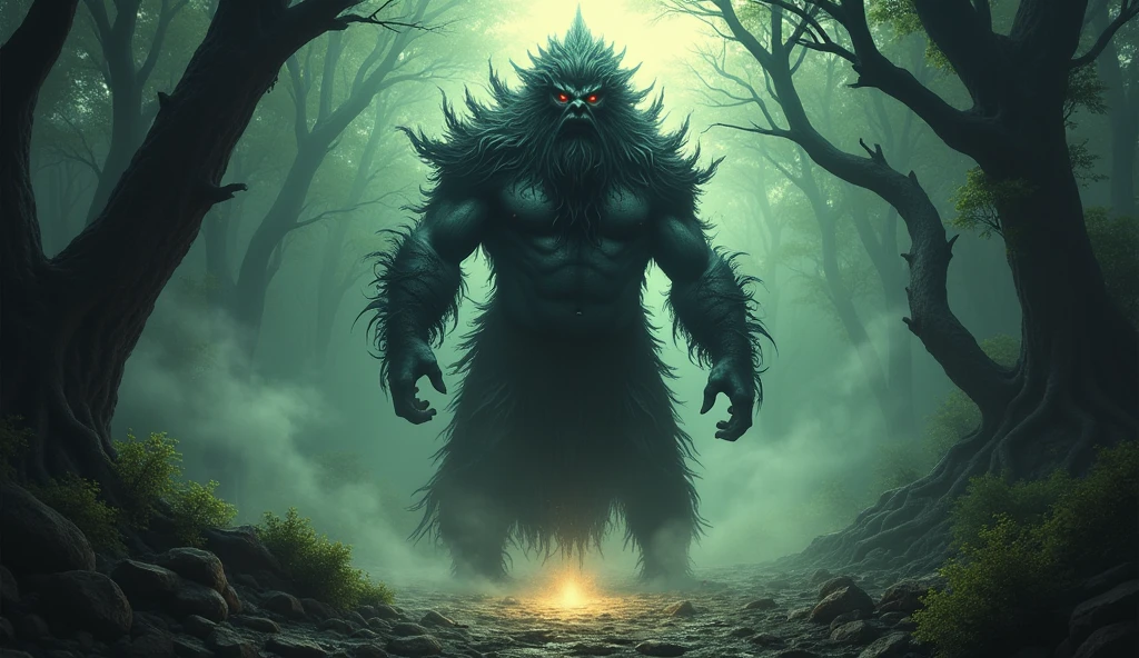 monster, Tree Monster, Tall stature, Resemblance to a person, human face, human anatomy, Dark background tones, dull tones, Gray tones, Location: Medieval City, on two legs, Top Quality, tmasterpiece,