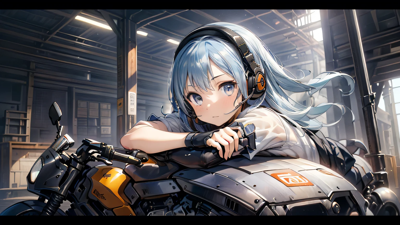 (((masterpiece))), ((( high resolution on down))), ((( perfect face)))、((( Japan Beauty )))、(( top quality i )), detailed texture, (( high resolution on downの顔)), ( best quality、Unity 8k,16k, wallpaper、masterpiece、Super detailed、超 high resolution on down、(Realistic)、( highly detailed backgrounds ), ((Detailed drawing))、Photoreal 1.2, exquisite, insanely detailed), ((4 fingers on 1 thumb , Perfect human hand)), (( perfect two legs)), very detailed facial and skin texture , (( detailed eyes on board)), Detailed lips, very detailed depiction of hair , (Inside a developed city ), (( girl , Semi-long and light blue hair color , headset, Petite, Small breasts)), ( body-fitting white gothic ta fashion, Partially see-through , knee socks, Loafers, mecha001), (I'm riding a superbike), (cowboy shot), looking at viewer