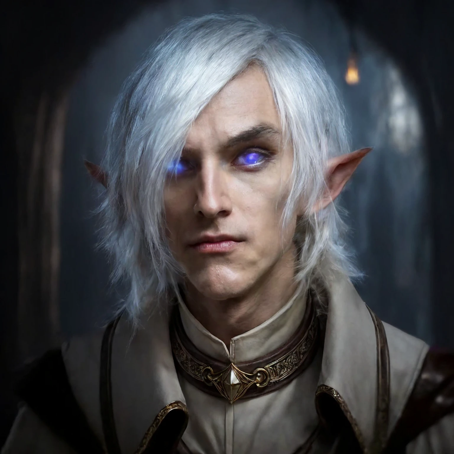 (masterpiece)+, (extremely (realistic)+,a portrait of an young elf boy mage dressed in white mage robes dressed over white coat, Sharp alien facial features, sectoid, White hair, alien facial features. blue alien empy eyes. Front photo. Looking in camera. volumetrics dtx, Photorealistic, ultra detailed, Artstation trending, very very detailed, realistic shaded lighting, dynamic shadows, detailed Arcane background, upper body, professional photograph of a detailed skin, sharp focus, dramatic, award winning, cinematic lighting, octane render, unreal engine, volumetrics dtx, Photorealistic, ultra detailed, Artstation trending, very very detailed, hyperrealistic, fine details, realistic shaded lighting, dynamic shadows, Arcane background, add_detail:1, skin pores and wrinkles, details.,More Reasonable Details