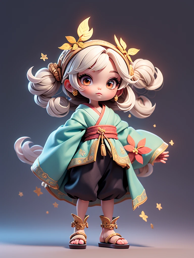  Create a chibi onmyoji image , Alone， simple background ，a small, Simple hair , Big head, Japanese Onmyoji.  The transparent body can be seen through . The image is clear and detailed ., beautiful colors and..  raise your arms , foot, eye,nose, mouth, ((Five fingers on a hand))， ((Five toes)), colorful background for working,  anatomically correct,  simple background ,  shortcuts, bangs, Symmetrical, 