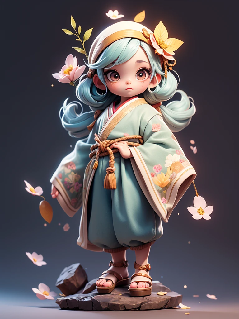  Create a chibi onmyoji image , Alone， simple background ，a small, Simple hair , Big head, Japanese Onmyoji.  The transparent body can be seen through . The image is clear and detailed ., beautiful colors and..  raise your arms , foot, eye,nose, mouth, ((Five fingers on a hand))， ((Five toes)), colorful background for working,  anatomically correct,  simple background ,  shortcuts, bangs, Symmetrical, 