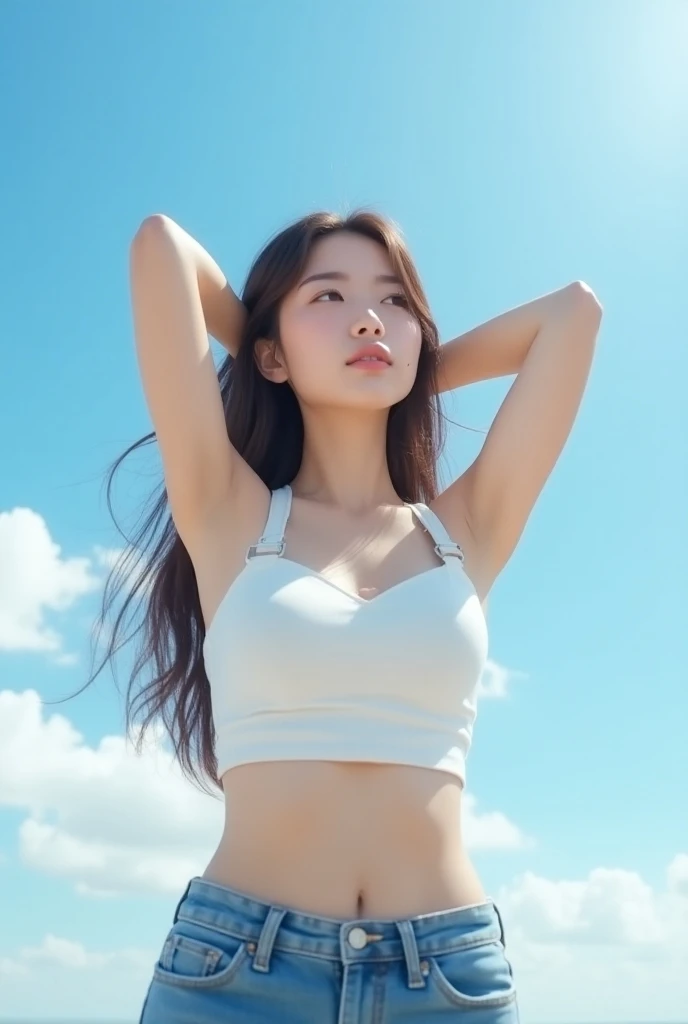 Age-inappropriate plump breasts, big breasts, thin waist{high quality}, Octane Rendering, Ultra HD, Depth of Field, epic, Movie, ancient China,Ten years old 1 名女孩, Cute face, Blue sky and white clouds,Transparent white clothing,Ten years old,underwear ,Looking sideways at the camera, her skin is fair and soft., Beautiful Skin, 漂亮的脸蛋 Ten years old豐滿的胸部 大胸部 細腰