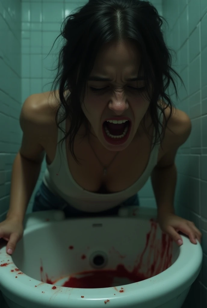 a scene in which an enraged woman screams with great hatred in the ear of a man who remains extremely calm, melhor qualidade, ultra detalhado, 8k