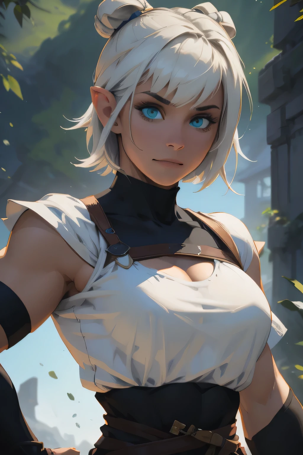 masterpiece, highres, photorealistic, real, Real photo, best quality, 8k, best quality, realistic, ultra-detailed, perfect lighting, cinematic lighting, warm light, female, solo, looking at viewer, , ultra detailed skin, ciri_, medieval, outdoors, cleavage, longsword, green eyes, long hair masterpiece, highres, photorealistic, real, Real photo, best quality, 8k, best quality, realistic, ultra-detailed, perfect lighting, cinematic lighting, warm light, female, solo, action pose, stand pose, epic pose, LAUFEN, SHORT HAIR, DOUBLE BUN, BLUNT BANGS