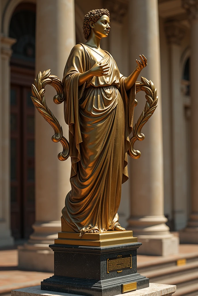 (Beaulieu gold sculpture),Fountain landscaping,(exquisite craft),,Natural sunlight,Shining Effect