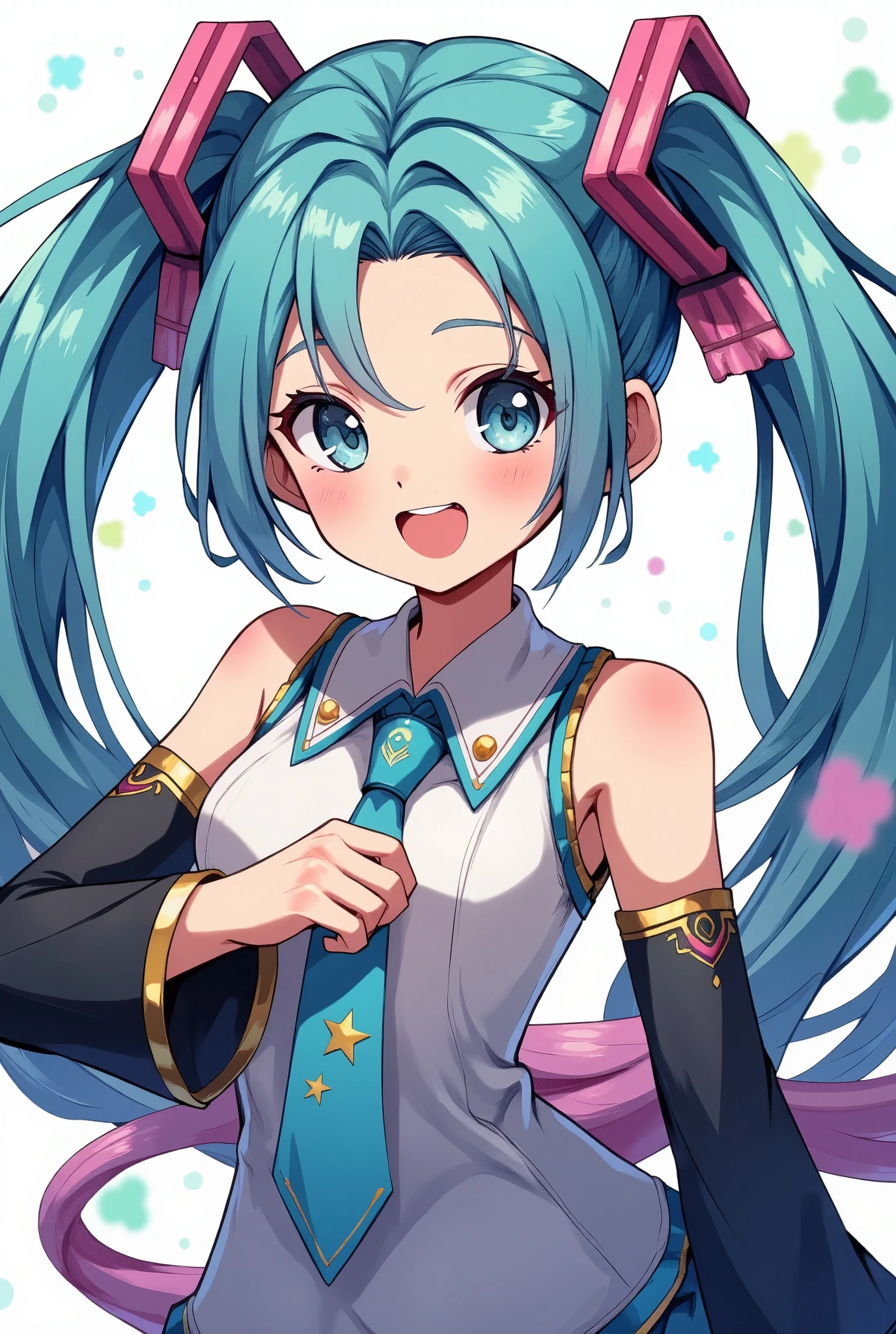 (masterpiece、Best Quality、Best Quality、 official art、Beautiful and beautiful:1.2)、(一peopleの女の子:1.3) Hatsune Miku、 Twin Tails,Beautiful breasts, high-resolution welfare illustrations 、 strive for a new era. The colors are vivid,  creativity is perfect ,  and imagination is limitless , people々It expresses the positive energy of positive young people who are optimistic and 、 full of hope .