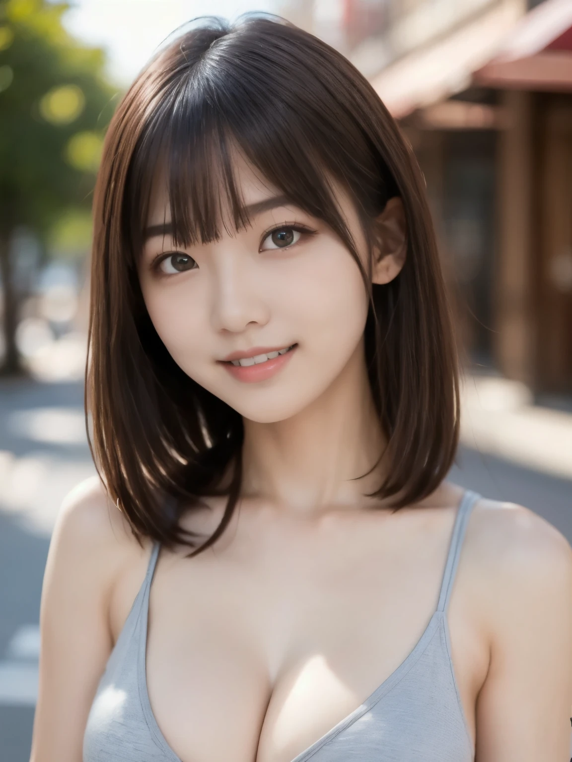 8k、Best Quality、Ultra Wide Angle Monofocal Lens 、(Representative Works:1.2)、( real)、( real:1.37)、One high school girl、 beautiful alignment of teeth、Well-formed fingers、Around town、( cute plain clothes)、Big Breasts、 Perfect Body 、Gravure photoshoot、Perfect Fingers、Beautiful Skin、Professional Lighting、Face and skin detail、Microparticles、 RAW Photos