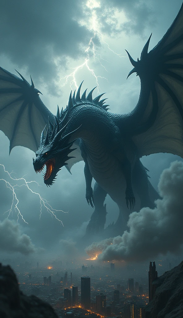 Dragon with lighting background