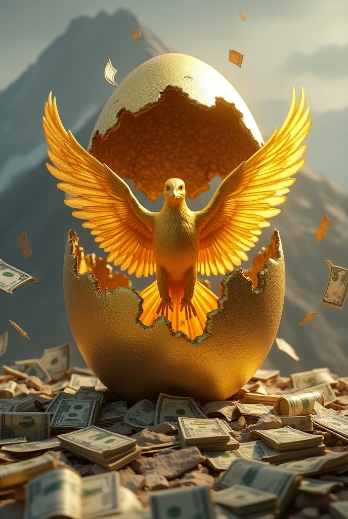 A phoenix guarding its nest, highly detailed phoenix Golden eggs in nest, god rays, ray tracing, reflection light, masterpiece, highres, award winning