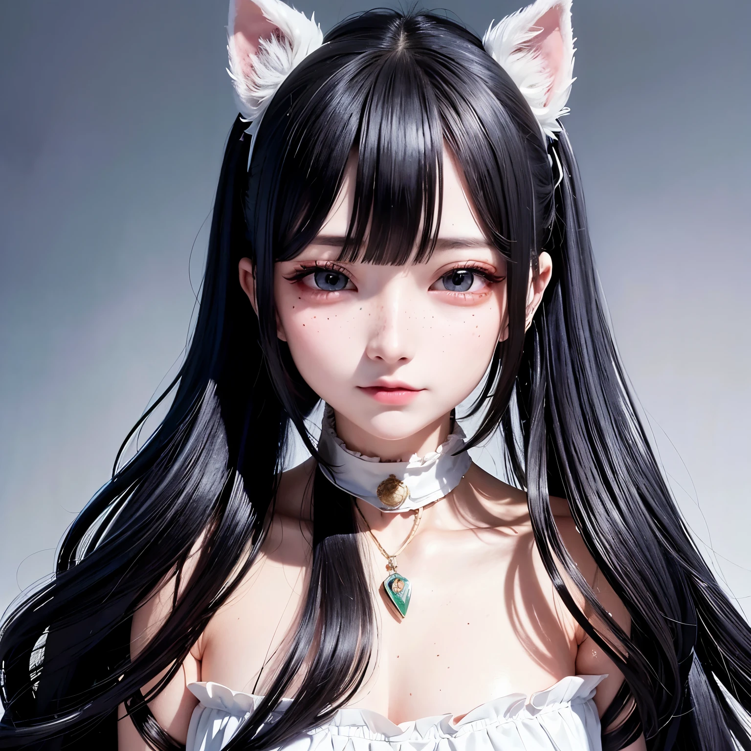 ((masterpiece)), ( best quality), ( Details), (かわいいIllustration:1.5), ( 1 girl) ,(とても可愛らしいsmileのとても美しい女性),( Very Beautiful Symmetrical Face ),( Too Beautiful Adult Attractive Woman ),( add strong highlights to the eyes ), ( hyperreal), (Illustration), ( high resolution on down), (32K), (非常に Detailsな), (best Illustration), ( Beautifully Detailed Eyes ), ( official art), {{masterpiece, best quality, extremely detailed CG , unity 8k Wallpaper , Movie Lighting}}, ( beautiful and aesthetic :1.2), ( perfect female body), (Soft body line),masterpiece, Best Quality, {Best Quality}, {{masterpiece}}, { high resolution on down}, concentrate, anime style, woman with hair covering her ears, Girl Design, times, Portraiture, cartoon close-up of a woman with a lawmaker , アニメIllustrationレーション, Long Hair, Black Hair , different eyes , Hair covering the ears, happy , Sleek and powerful look, exotic, Tall, Freckles, smile