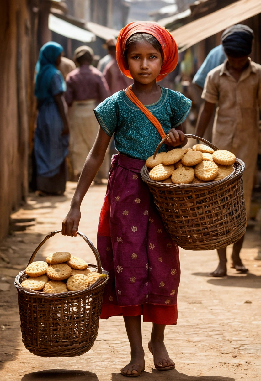 Old men selling poni puri for school students in school out time