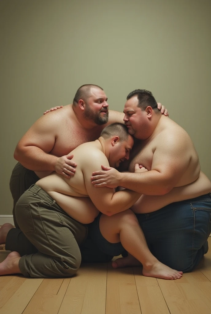Two muscle guys and one small and fat guy