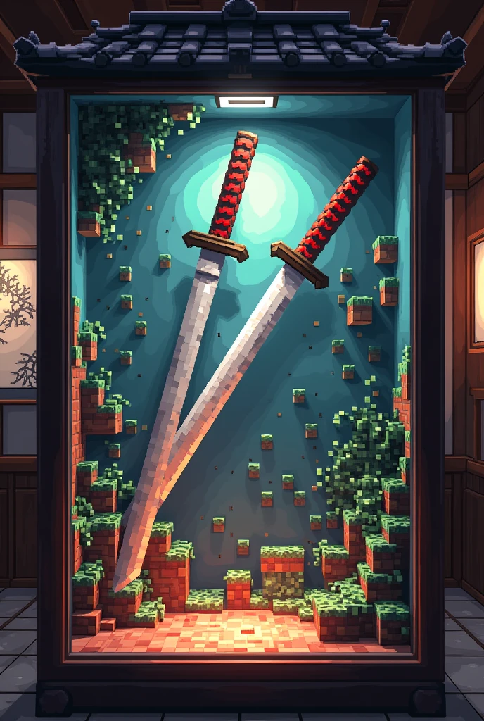  Minecraft Theme , Pixel Tone , Japanese Knife,Sword,exhibit, in Showcase,Sword Brilliance 