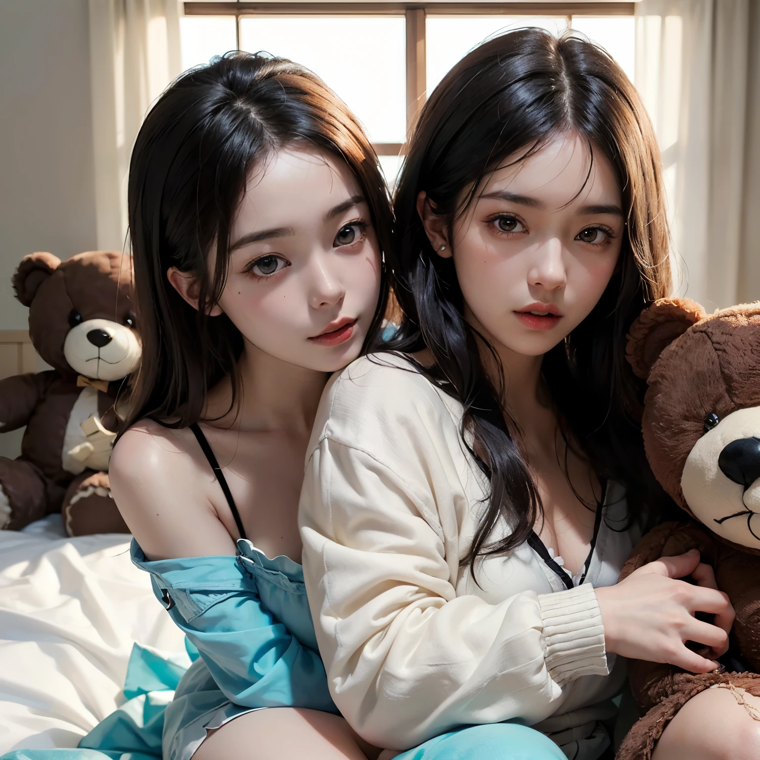 twogirls，very young，12 years old，Wear children's underwear