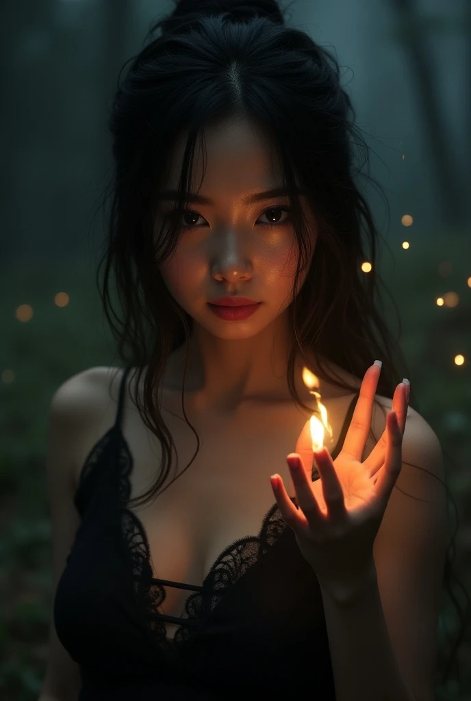 (8k, Highest quality, masterpiece: 1.2), (Realistic, photoRealistic: 1.37), Very detailed, One Girl, Wide viewing angles, Firefly Garden, Small faint lights and fireflies flitting about, night, Yasutomo Oka&#39;s painting style, huge firm bouncing bust, Intricate details, Splash screen, 8K resolution, masterpiece, Gentle smile, Mysterious Background, aura, A gentle gaze, break, blonde, Dynamic sexy pose,