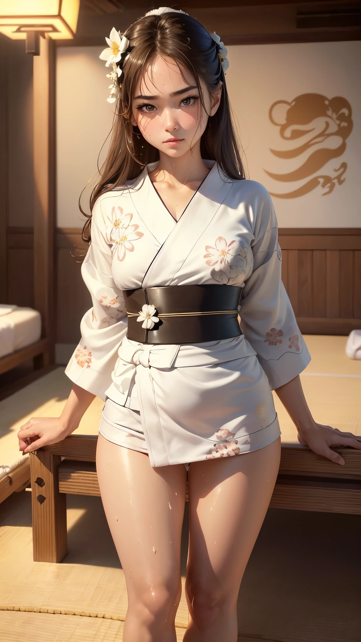 ((styled old oil painting, only one Japanese woman)), ((a traditional village deep in the mountains of Japan, old buildings, shrine, in the dark, in the dim place, dark sky, deep mountain pass, trees)), (((round face))), (blush, drooping eyes), ((show off her masturbation)), (((incontinent, humiliated))), ((embarrassing)), (touch her crotch for masturbation),