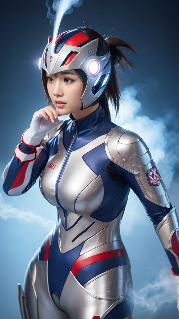 High image quality　woman　Mascot　 Ultraman　 perfect suit　Plump　Steam from the head　I&#39;m holding back　Hot room 