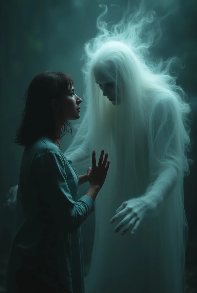 Man hugging the ghost of "the crybaby"