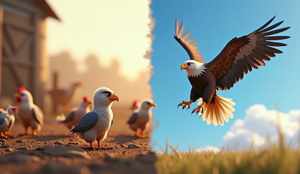 The young pigeon of the group was flying lowest.