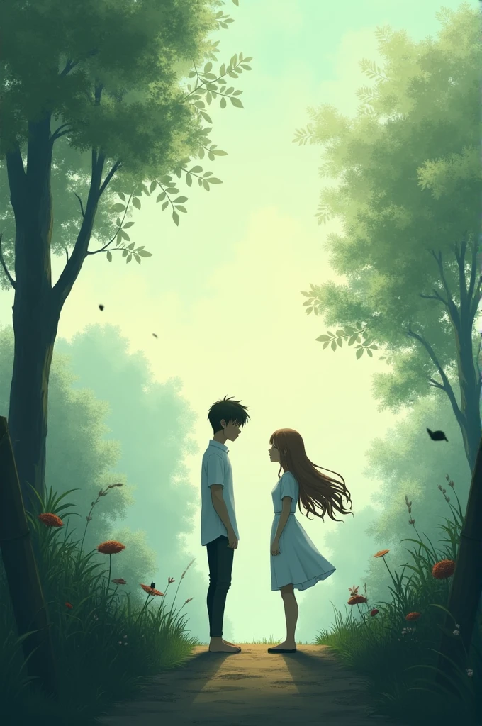 A girl is sitting under a tree and when the boy comes and proposes, the girl replies