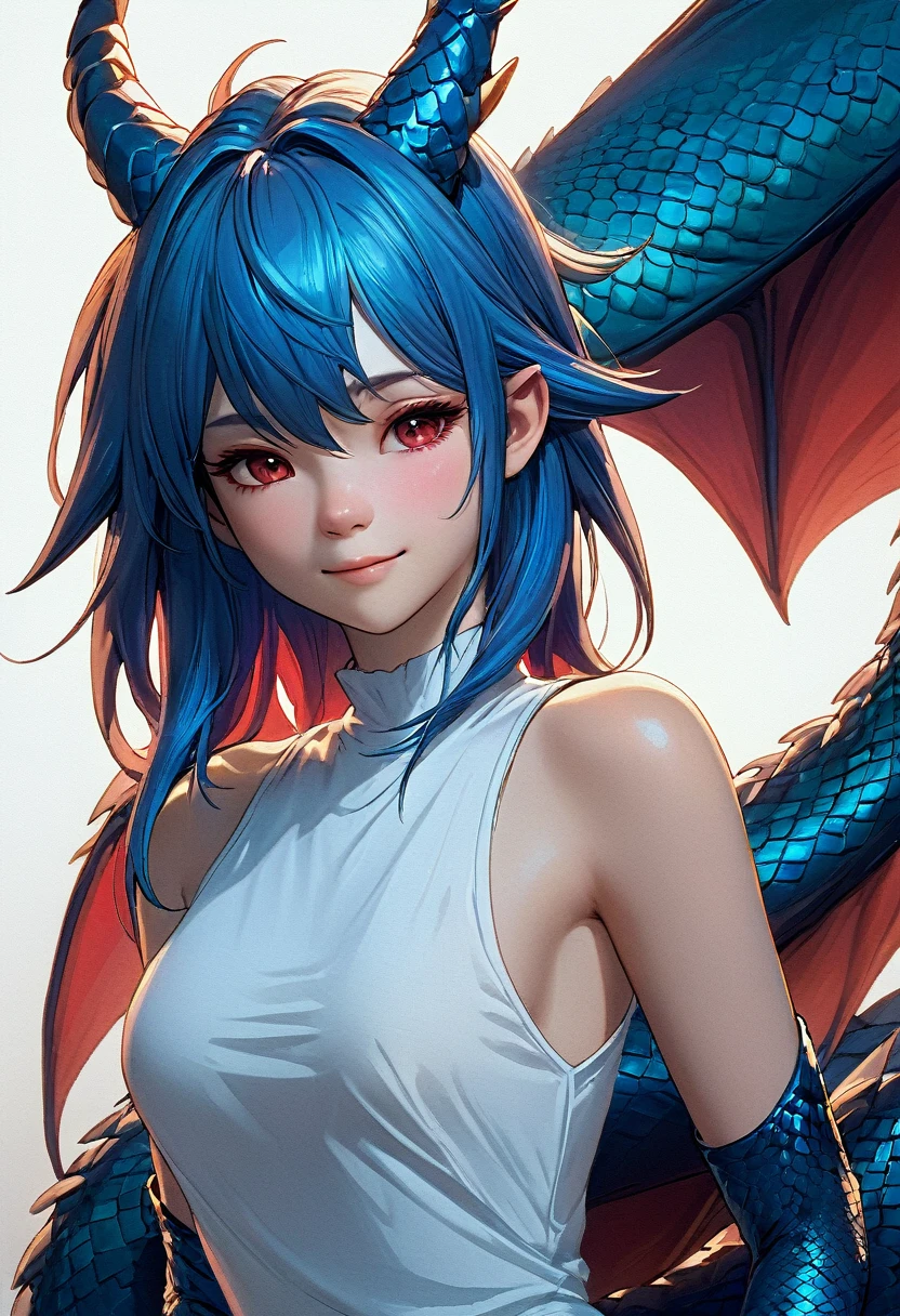 Femboy dragon, feminine, solo character, 8k quality, ultra realistic, 3d render, digital art, beautiful and detailed portrait of a (((feminine))) anthro dragon, kenket, Ross Tran,ruan jia, uploaded to e621, zaush, foxovh, cinematic lighting,(((shy, seductive))) smile, looking at viewer, no fur, red scales, dragon, femboy, plump body, feminine body, shy expression, wearing white tanktop, wearing blue slacks, soft body, very weak, very lean, ((presenting behind)), hand on behind, spreading behind