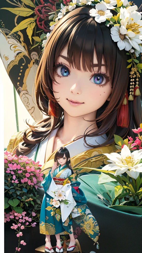 Official Art, Wallpaper, Highly Detailed, (((Highly Detailed Eyes and Face))), Shut Up., Masterpiece, Top Quality, Realistic Portrait, (Zen Tangled, Mandala, Tangled, En Tangled), Intricate Clothing, Highly Detailed, Dynamic Angles, Most Beautiful Forms of Chaos, Elegant, Brutalist Design, Vibrant Colors, Romantic Japanese Flowers, Full Body View, Standing Upright