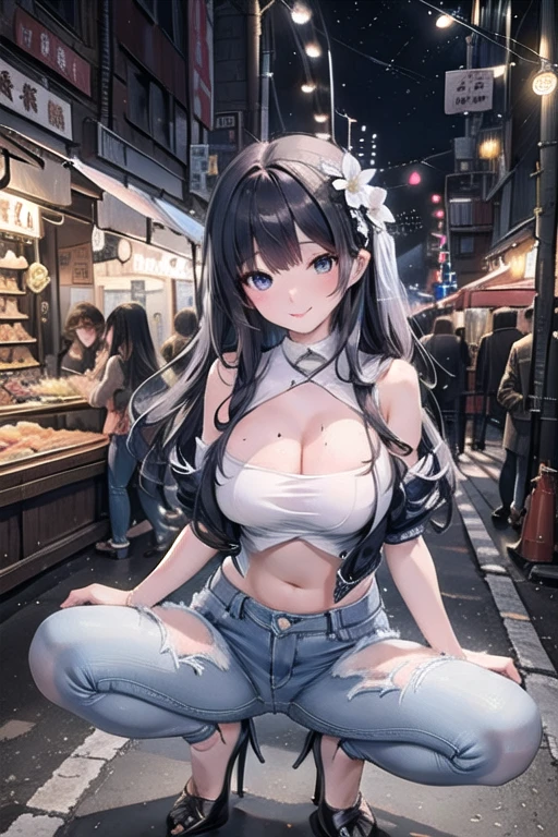 highest quality,masterpiece,Black Hair,Completely naked,18-year-old,Nipples,pubic hair,School festival,Mock shop,Soapland