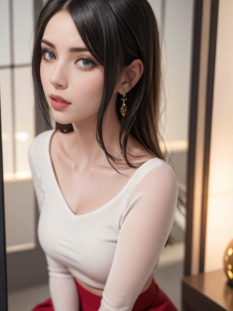 1girl, beautiful detailed eyes, beautiful detailed lips, extremely detailed face, long eyelashes, red top, white skirt, headshot, profile picture, 18 years old, amouranth, kailee mandel, 21 years old, 19-year-old, young and cute, (best quality,4k,8k,highres,masterpiece:1.2),ultra-detailed,(realistic,photorealistic,photo-realistic:1.37),HDR,UHD,studio lighting,ultra-fine painting,sharp focus,physically-based rendering,extreme detail description,professional,vivid colors,bokeh,portraits,photography