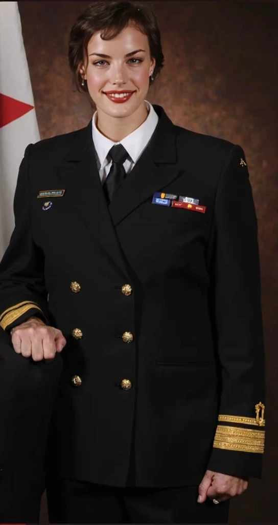 Image of a Navy officer wearing only his uniform and badge