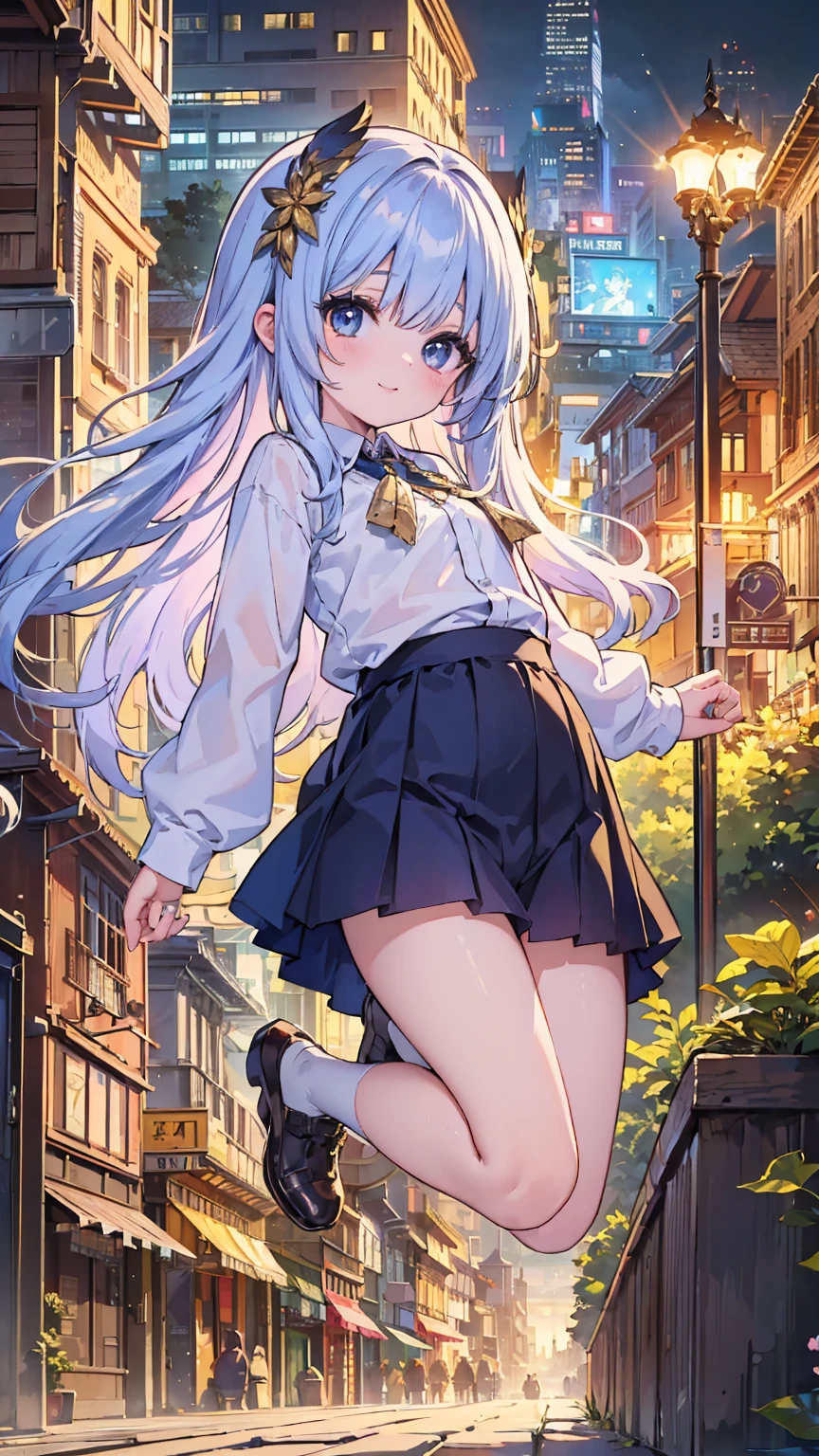 absurd, absolute resolution, incredibly absurd, super high quality, super detailed, official art, unity 8k wall, masterpiece
BREAK
One , innocent, small and young toddler, cute tiny baby body size , cute smile ,  (Super detailed),  ((jumping under a beautiful golden city:1.3)),(1 person、:1.4)、cute face, (((shirt lift half show pusy)) ,long hair,