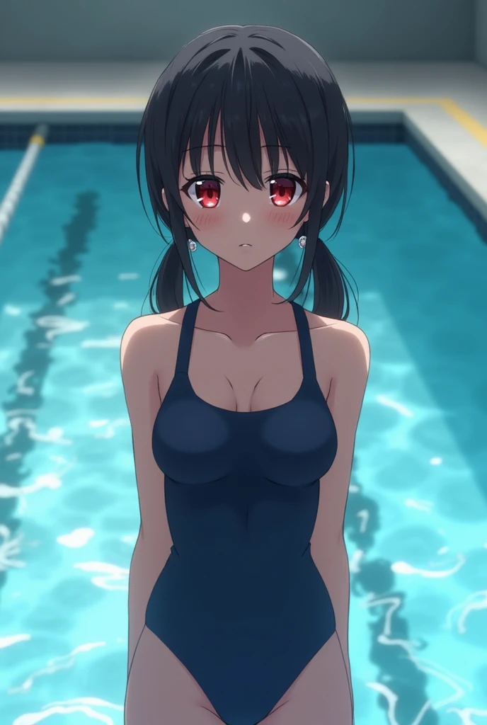 young、Tiny little、Black Hair、School Swimsuit