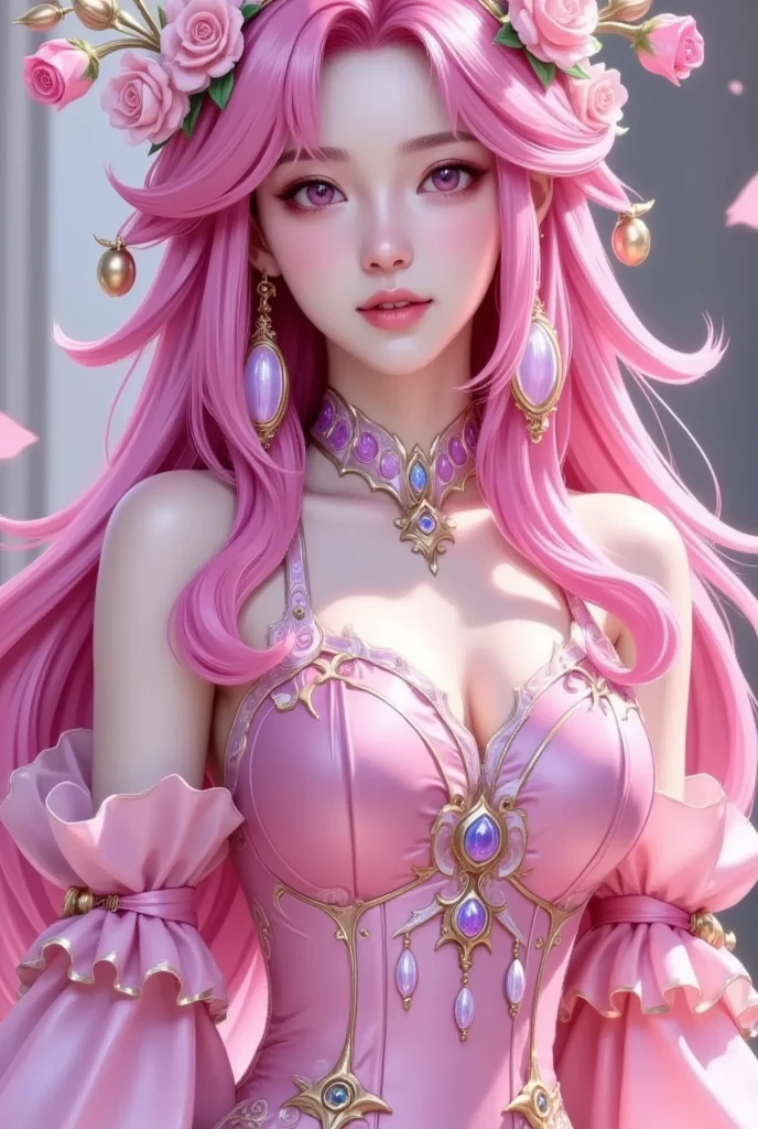 One wearing a pink dress，Lady with flowers on her head, extremely detailed Artistic Germ, ig model | Artistic Germ, Artistic Germ. high detail, Artistic Germ detailed, Artistic Germ. Anime illustrations, like Artistic Germ, style of Artistic Germ, style Artistic Germ, ! dream Artistic Germ, Artistic Germ style