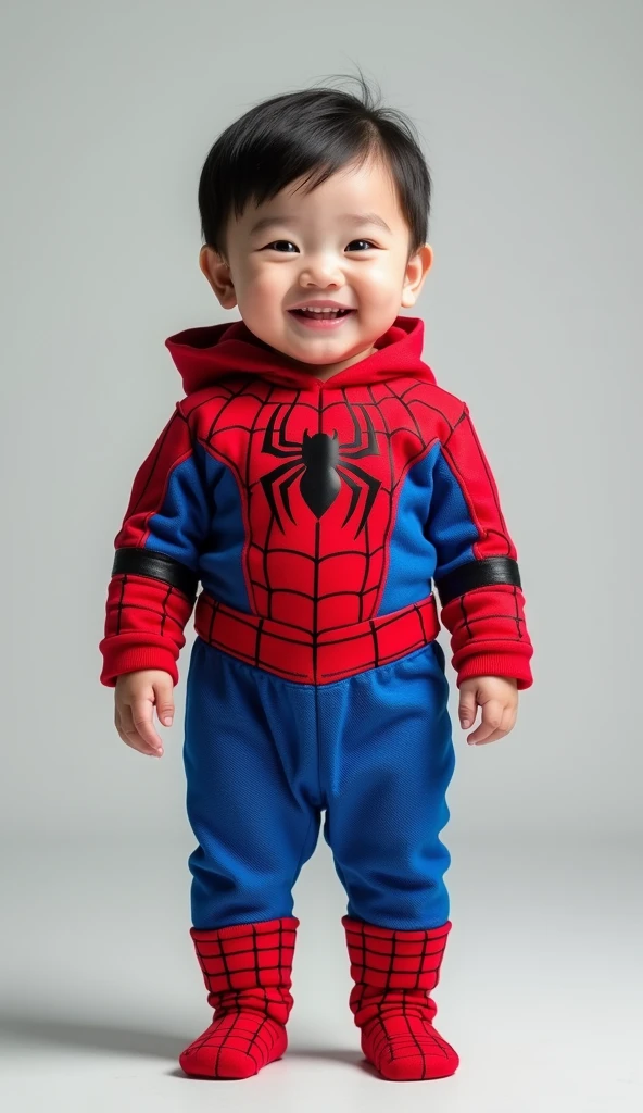 Name: Mateo Rocker Age: 2 years Appearance:
lasts: A bright red bodysuit with prints of electric guitars and musical notes. The suit is soft and comfortable to allow mobility.
layer: A red cape with gold edges that imitates a flame design, giving an effect of energy and dynamism.
Accessories: A red hat with plush ears that have little star patches on them. He wears a belt with a cereal design on the buckle., which is a key element of its identity.
Boots: Red booties with small lightning bolt details, to maintain the rocker look while still being safe for a small child.