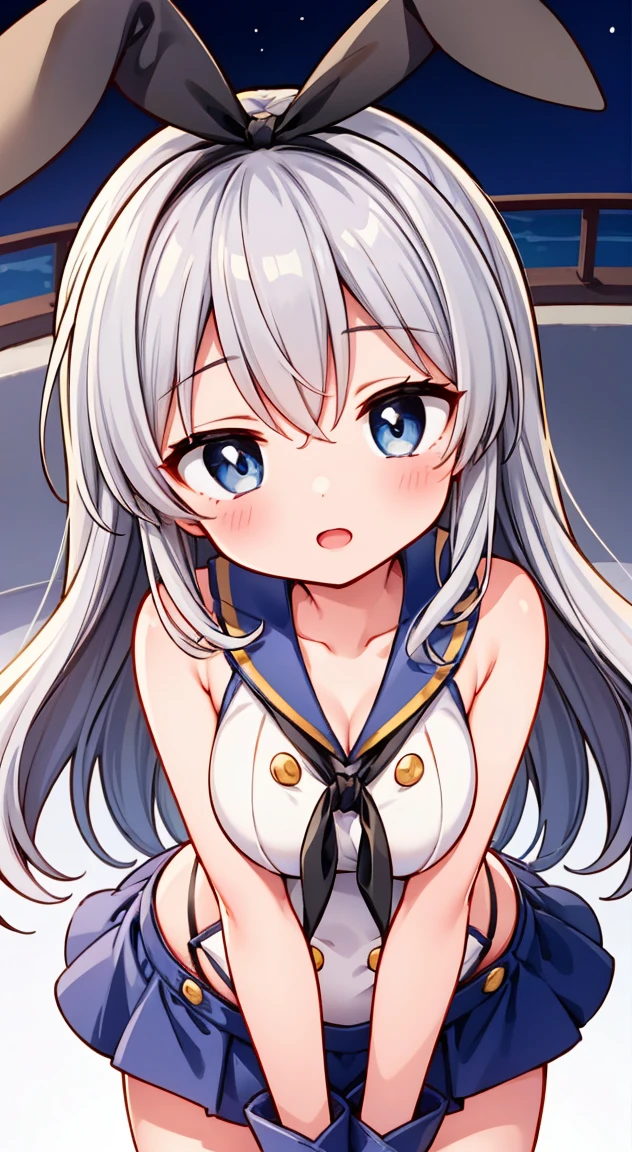 kankore kashima,kankore,shimakaze costume,masterpiece, highest quality, (anime screencap:1.3),(shape), cute,(simple:1), (anime:1.2),Solo Sharp Focus, 1 girl, cleavage,looking at the viewer, nighttime pools,Are standing,,beautiful hair,heart shaped pupils,(1.1),cute eyes,puffy eyes,seductive pose,Beaming face,large breasts,cheerful,perfecthands,glamorous,