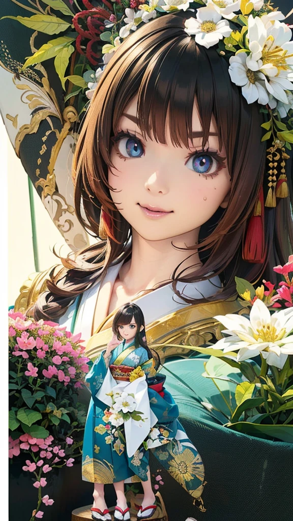 Official Art, Wallpaper, Highly Detailed, (((Highly Detailed Eyes and Face))), Shut Up., Masterpiece, Top Quality, Realistic Portrait, (Zen Tangled, Mandala, Tangled, En Tangled), Intricate Clothing, Highly Detailed, Dynamic Angles, Most Beautiful Forms of Chaos, Elegant, Brutalist Design, Vibrant Colors, Romantic Japanese Flowers, Full Body View, Standing Upright