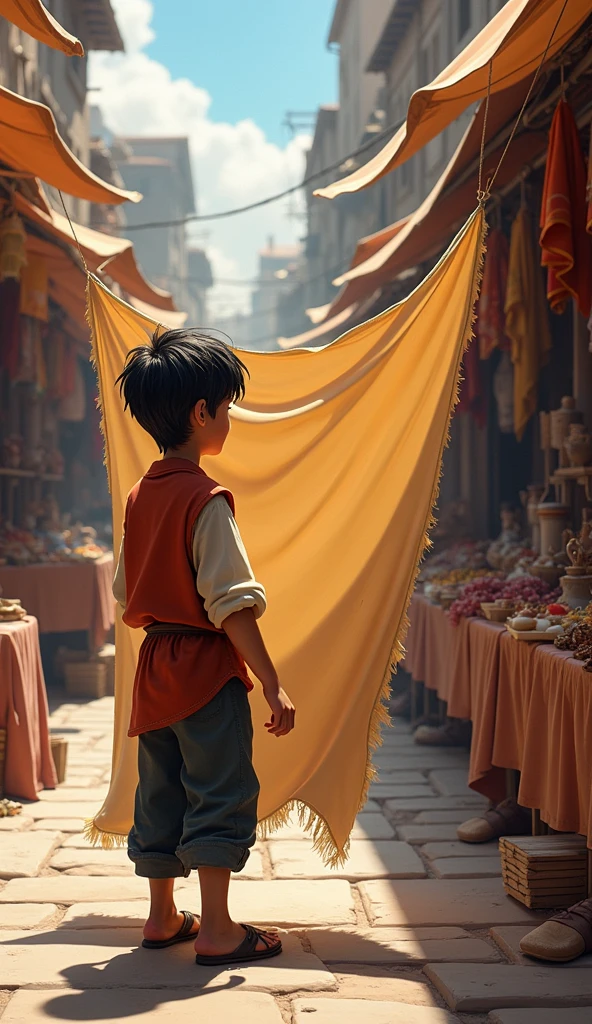 Qualidade de imagem do filme, animation, Disney, 10-year-old Japanese boy with black Bob haircut, suspenders, blue shorts, camisa tecida branca