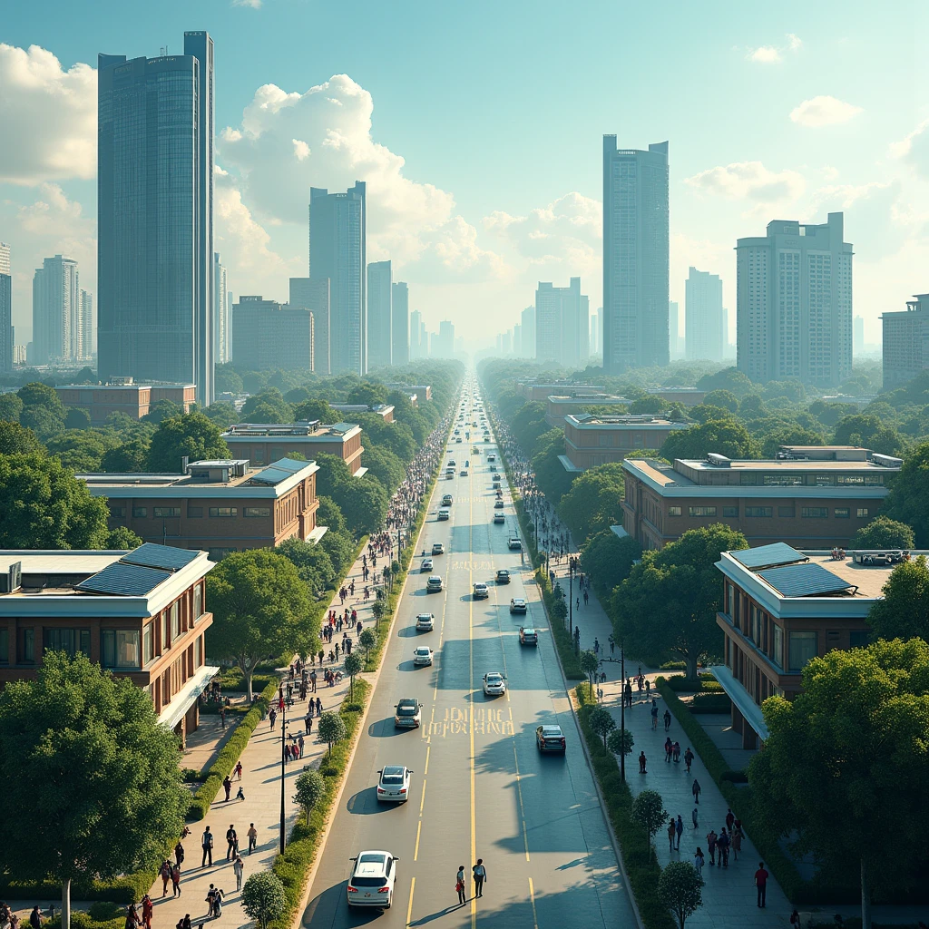 Create an image of Siliguri as if India was a developed, least corrupt and clean country today. 