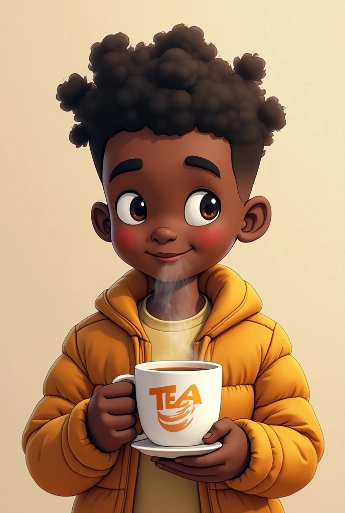 Painting by Jean-Baptiste Monge depicting a black boy with a small penguin drinking chocolate in the cafeteria, (Pixar Style)++, Jean-Baptiste Monge, inside the cafeteria, cafes, shop with sweets and breads --Ar 2:3 --testp -optimist; --auto --s2
