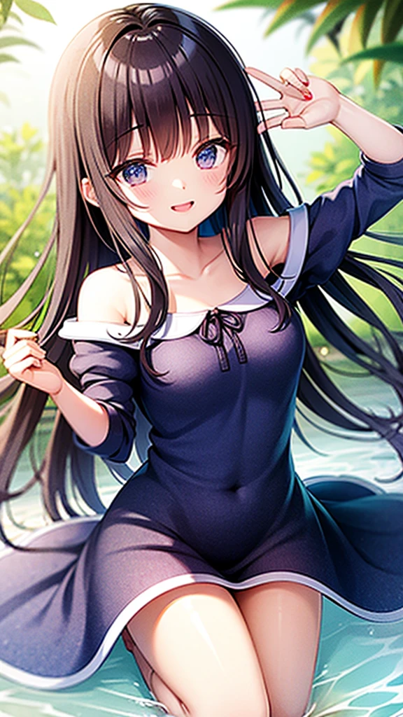 best quality, very aesthetic, Super detailed, best illustration, nsfｗ, 1girl, black_hair, おっぱい, pussy focus, aroused, naked, Lots of love juice, Pussy, Spread legs, one-piece swimsuit, see through one-piece swimsuit