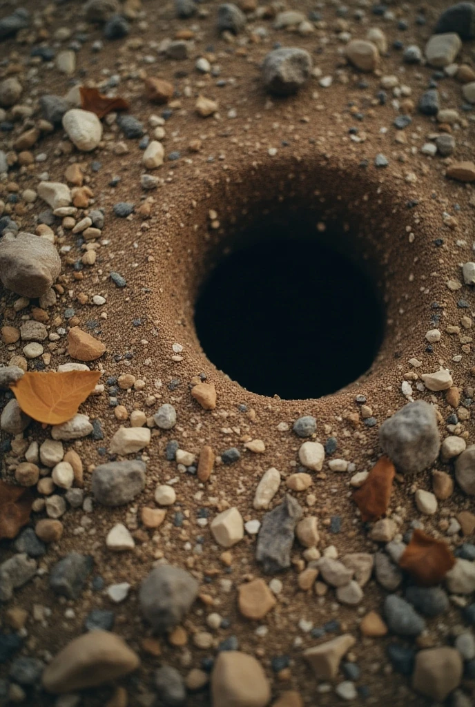 Naked girl puts her head into the hole in the ground and her backside is out