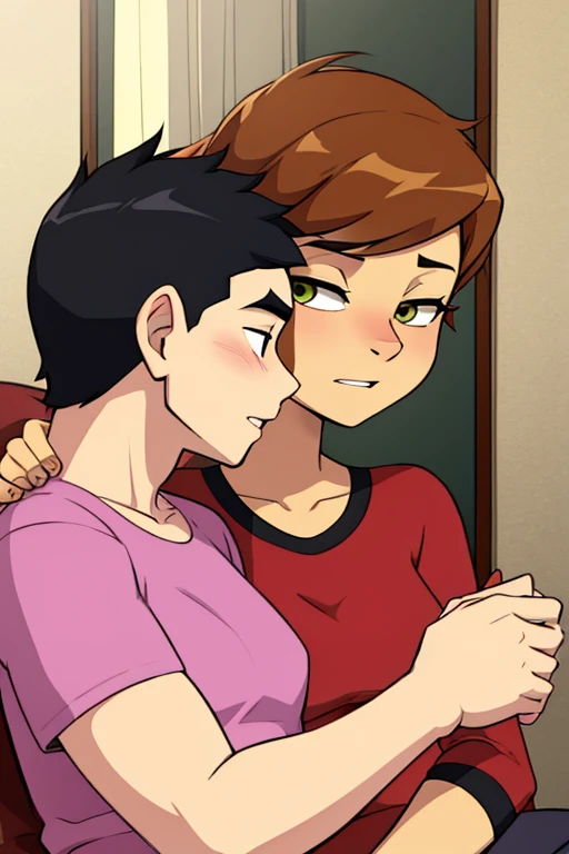 A grandmother and a young man in a romantic situation   female furry ben 10 style