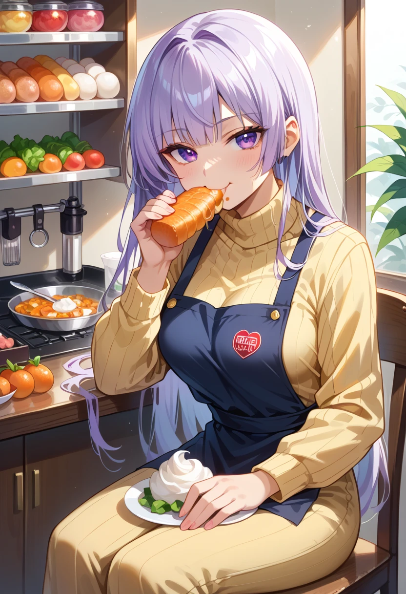<lora:GirlFeastV2:1> , 1girl, solo, ((patchouli knowledge)), large breasts,
, nude, crescent hair ornament, , completely nude, purple hair, purple eyes, thighs,
lying_on_back, steam, meat, noodles, egg, steak, beef, food on body, collarbone, from above, nyotaimori,
blush, embarrassed, steaming body, steam,