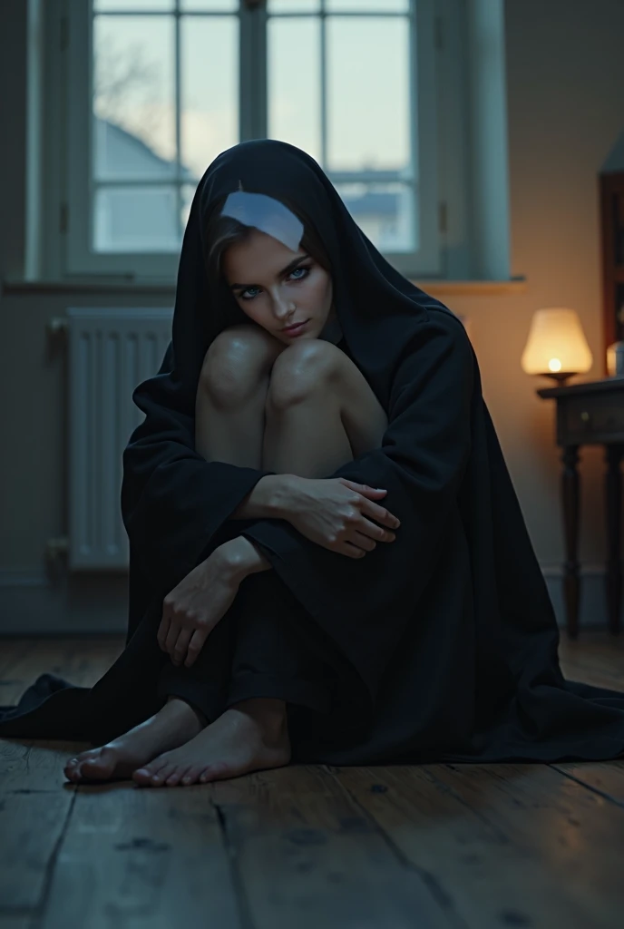 (YES SFW), A dressed girl desperately needs to relieve herself、(she wears a veil and a rag, a sheet around her waist, a shawl on her shoulders), (Correct anatomy of the fingers)、（Draw hands and feet separately)、very beautiful、Ideal proportions、small breasts、Very stylish、barefoot、(Food section of a supermarket:1.37)、(Squat with your legs wide apart:1.37), skirt on knees、(Place your hands on your knees and skirt)、(Anguished expression:1.4)、looking at the camera、Photographed from the front、Close-up、highest quality、Super detailed、Real、Beautiful proportions、Vibrant colors、Sharp focus、Tense atmosphere、Classical composition、art、Striking details、Artistic subtleties、Harmonious color palette、Sublime Beauty、Aesthetic perfection、Captivating eyes、Pure brilliance、Impeccable Features、Dreamy atmosphere、Sophisticated style、Timeless elegance、Finishing the masterpiece、Exquisite craftsmanship、Meticulous attention to detail、Sublime proportions、Artistic excellence、living work of art、Otherworldly charm、Fairytale-like setting、Unforgettable gaze、Majestic presence、natural breasts, Smoke and clouds roil around her, adding to the sense of epic scale and drama. The lighting is dark, gloomy, and realistic, creating a tense and ominous atmosphere. The perspective is from below, emphasizing the sheer majesty and power of the girl. [The character is surrounded by mist, evoking a mysterious and eerie atmosphere. The lighting is dark and atmospheric, with a red smoke adding a touch of sinister ambiance. The image is of the best quality, with a resolution of 4k and HDR enhancement, showcasing the utmost level of detail and realism, sfw, full body shot.]